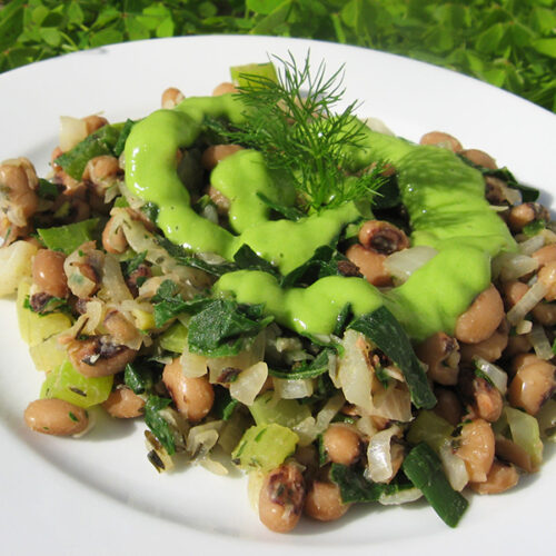 Hoppin' John with Avocado-Cucumber Dressing