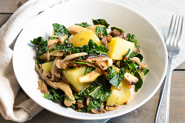 Mushrooms, Kale and Potatoes