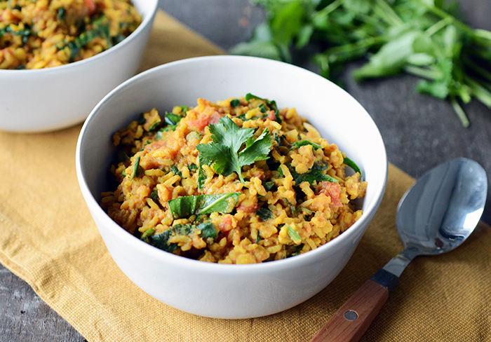 Palak Kichadi (Spinach Rice and Dal)