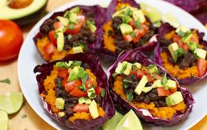 Sweet Potato Tacos Made Lighter and Brighter with Cabbage Cups