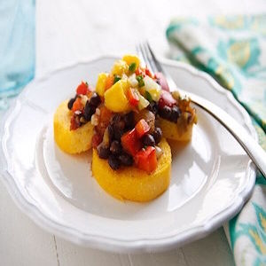 Polenta with Black Beans and Mango Salsa