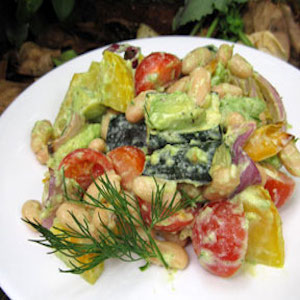 Roasted Vegetable Salad with Creamy Dill Dressing